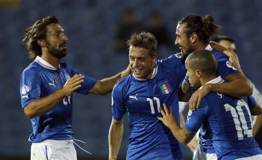 Italy started brightly as Andrea Pirlo scored a penalty on 11 minutes but Armenia fought back to level the score 1-1 before half-time.