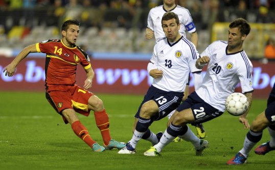 Craig Levein’s Scotland side will feel fortunate to be level going into the half-time break as Belgium have dominated the majority of attacking play.