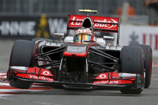 Sergio Perez loses places after he goes wide and allows Adrian Sutil’s Force India and teammate Jenson Button’s McLaren among others to pass.