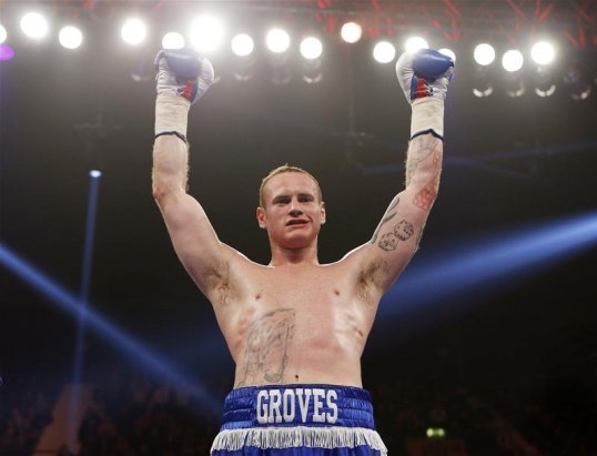 George Groves notched his 18th career victory by beating Baker Bakarat in the second-round in Germany on Saturday night.
