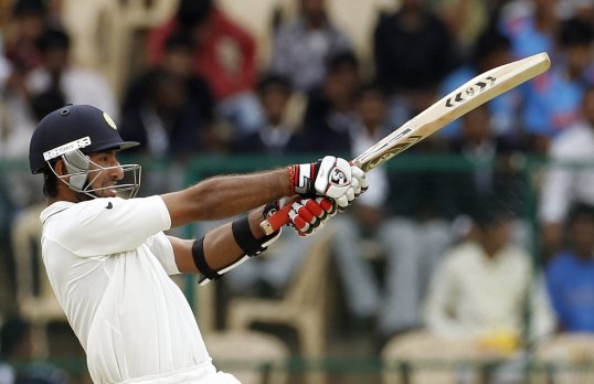 Indian batsman Cheteshwar Pujara hit a spectacular maiden double century in only his sixth Test on the second day of the Ahmedabad match against England.