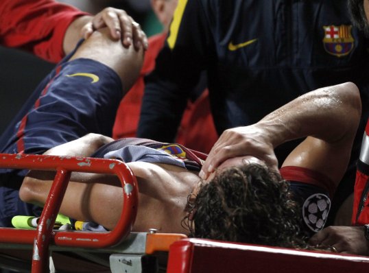 Barcelona skipper Carles Puyol has been found to have a dislocated left elbow, following tests on the player this morning.