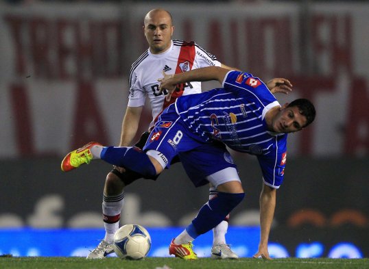 River Plate thrashed Godoy Cruz 5-0 to earn their first home win in the Argentine first division in 18 months.