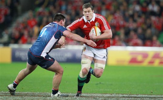 The Lions scored two tries in a good first half to lead the Melbourne Rebels 14-0 at the break in the match at AAMI Park in Melbourne.
