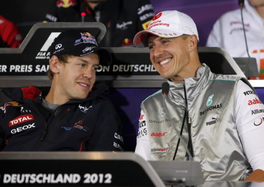 Michael Schumacher has joined up with fellow German Sebastien Vettel to compete in the Race of Champions event in Thailand.
