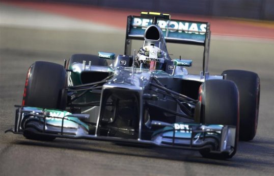 Mercedes’ Lewis Hamilton finishes qualifying session one of the Singapore Grand Prix with the fastest lap.