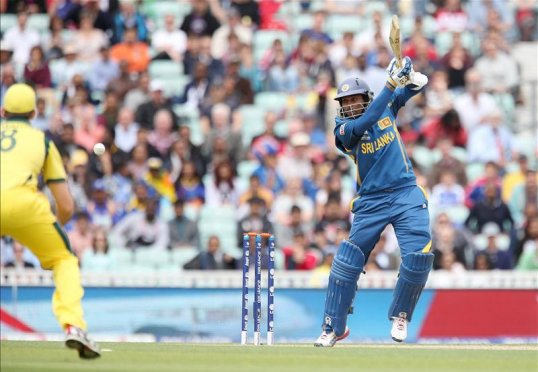 Sri Lanka overcame two early wickets to reach 50 runs in their Champions Trophy match with Australia at The Oval.