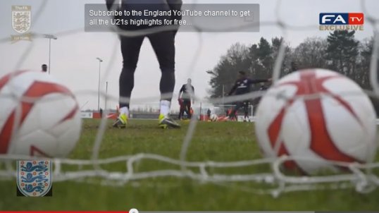 England Under-21 star Raheem Sterling had his shooting boots on in training yesterday.