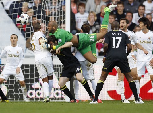 A game that looked to be heading for a nil-nil draw burst into life in the second half with three goals and five yellow cards.