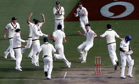 Australia claimed six late wickets to clinch the first Test against Sri Lanka by 137 runs in Hobart.