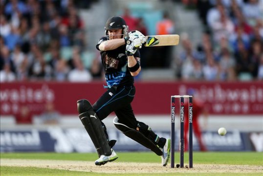 New Zealand have set England a target of 202 to win at the Oval in the first of two Twenty20 internationals.