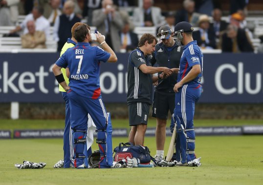 Jonathan Trott will have an x-ray on a hand injury sustained during England’s fourth one-day internal against South Africa.