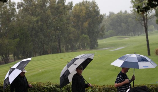 The opening event of the 2013 European Tour season has been delayed due to rain.