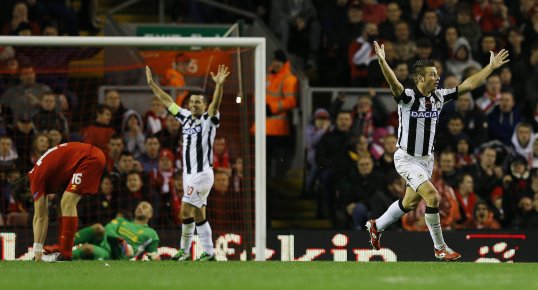 Udinese stunned Liverpool at Anfield with a brilliant victory tonight.