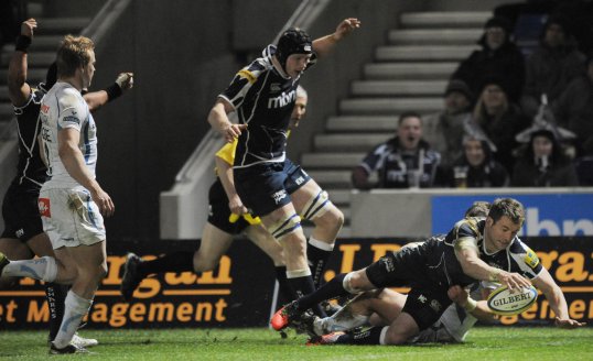 Bottom placed Sale Sharks secured a much needed win to move within a point of London Irish with an 18-16 Premiership victory over Exeter Chiefs at Salford City Stadium.