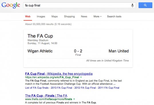 Wigan Athletic have been robbed of their historic FA Cup success – by internet search giant Google.
