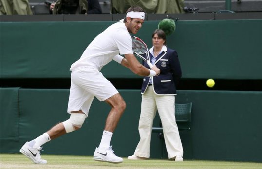 Juan Martin del Potro staged an emphatic comeback from injury to win the first set in his Wimbledon quarter-final against David Ferrer.