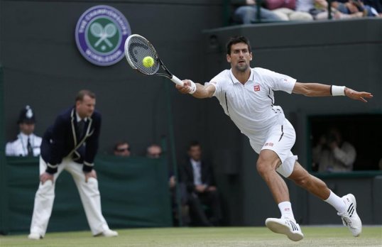Novak Djokovic resisted a defiant Tomas Berdych to edge a hard fought the first set of the Wimbledon quarter-final clash.