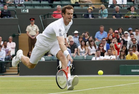 Andy Murray is two sets to the good against Yen-Hsun Lu in the second round of Wimbledon.