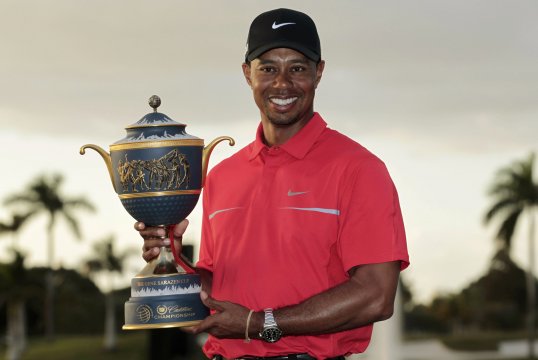 Tiger Woods eased to a two-shot victory at the WGC-Cadillac Championship in Florida to bag his 17th WGC title over the weekend.